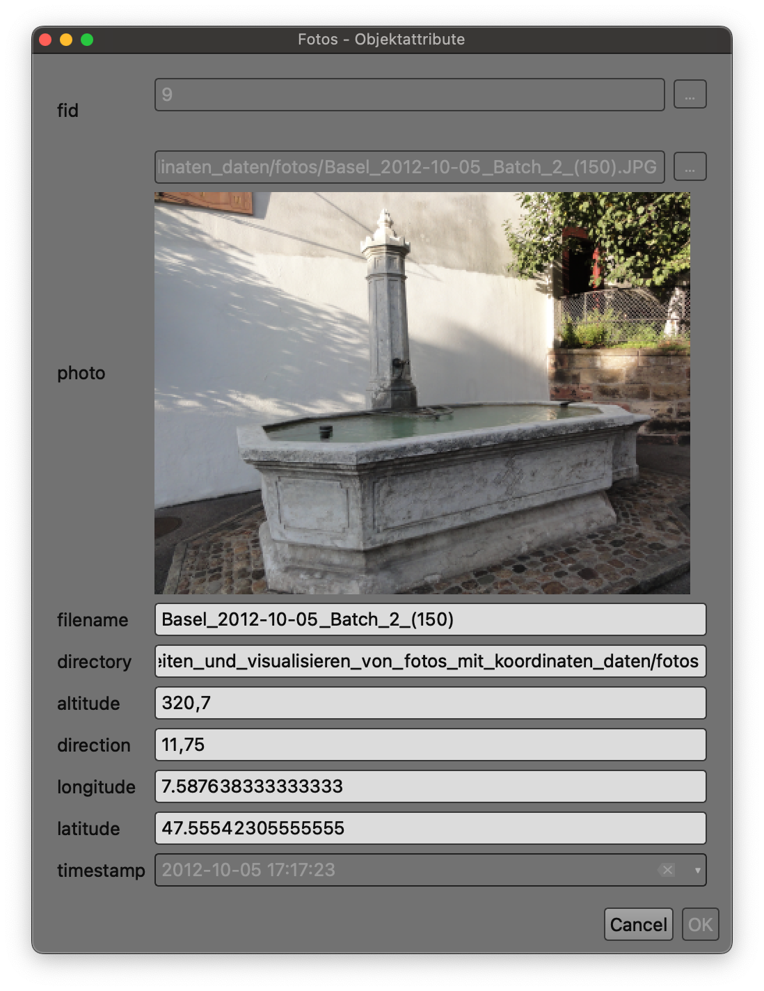 Objektformular mit Fotodarstellung
