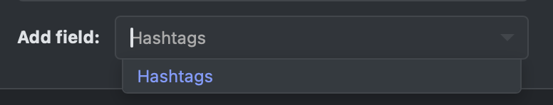 Hashtag-Feld hinzufügen