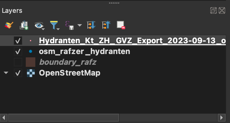 Reihenfolge von QGIS-Layer