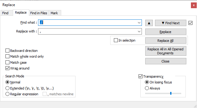 replacing in Notepad++