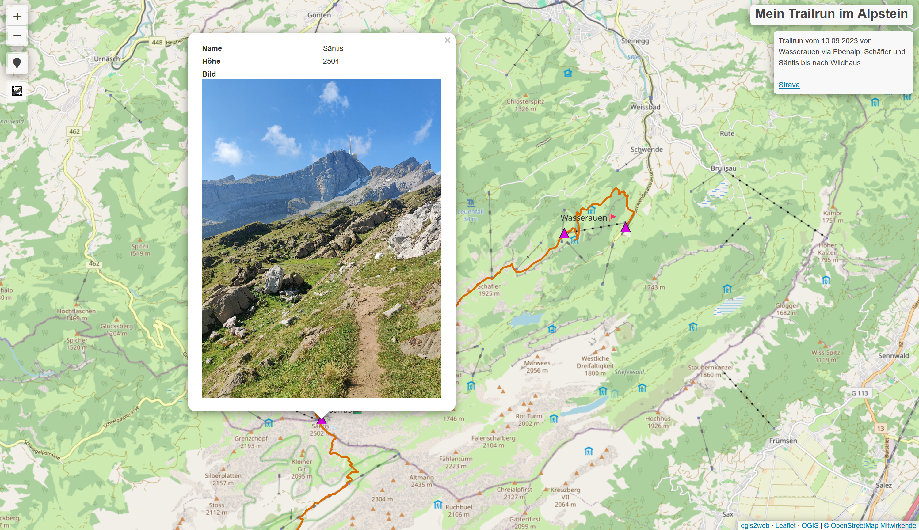 Webkarte mit Bild von Säntis