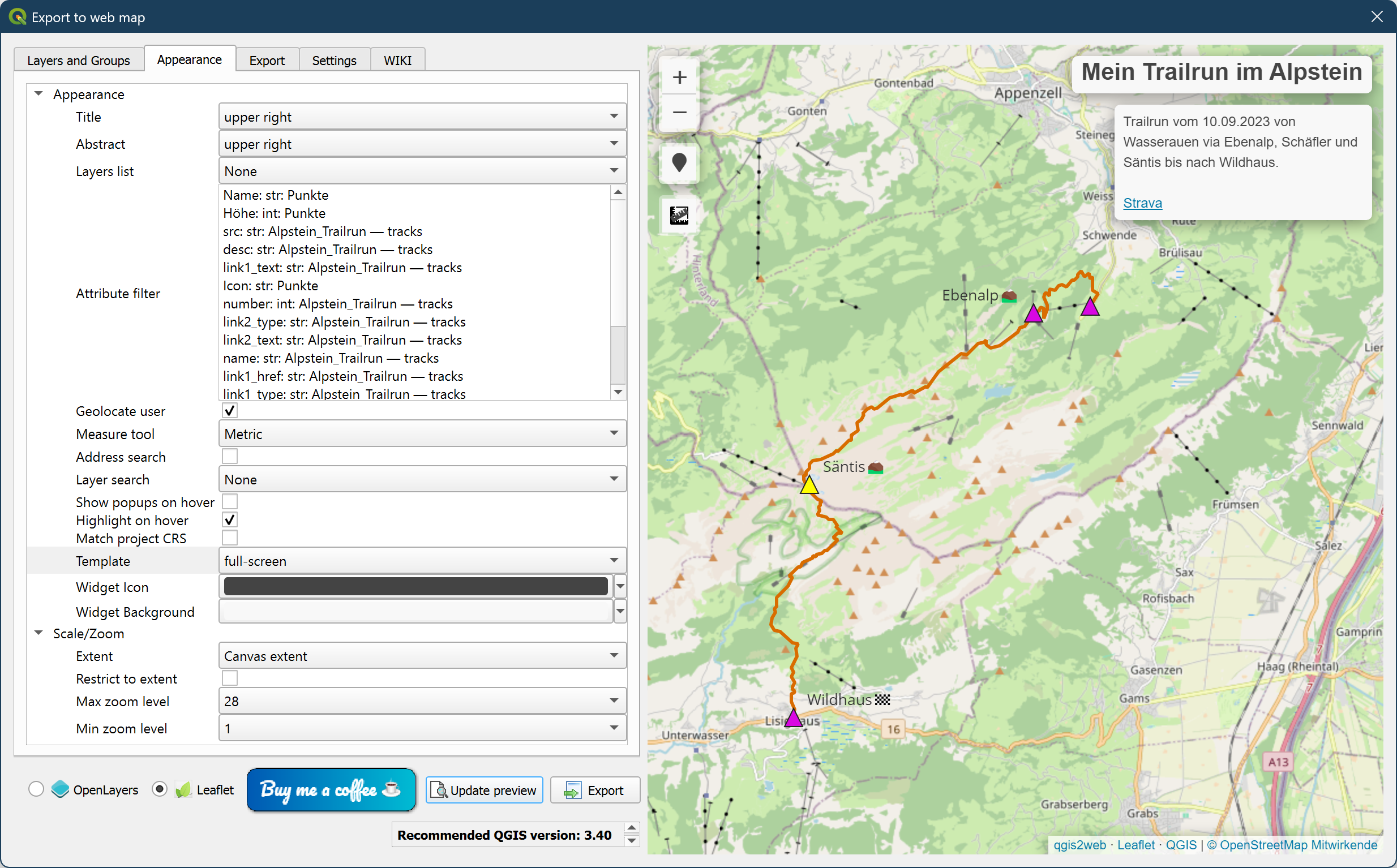 Einstellungen "Appearance"