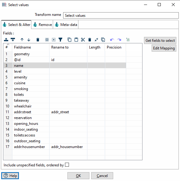Select Values Configuration