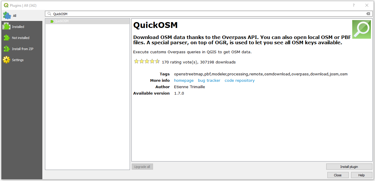 install QuickOSM