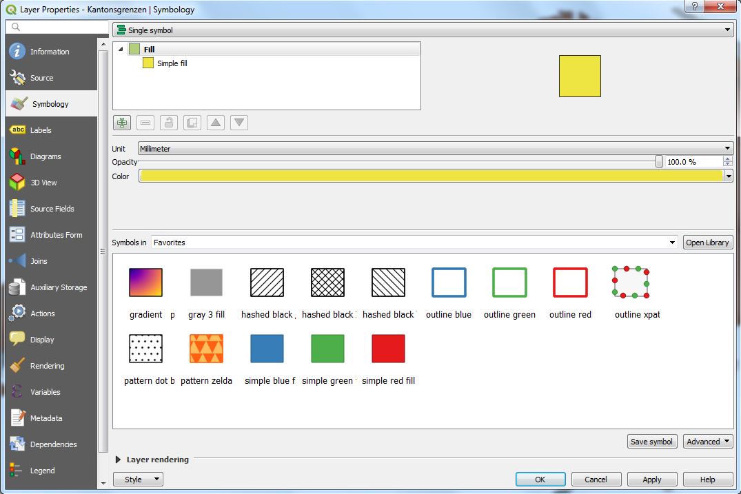 Layer Properties Canton Borders