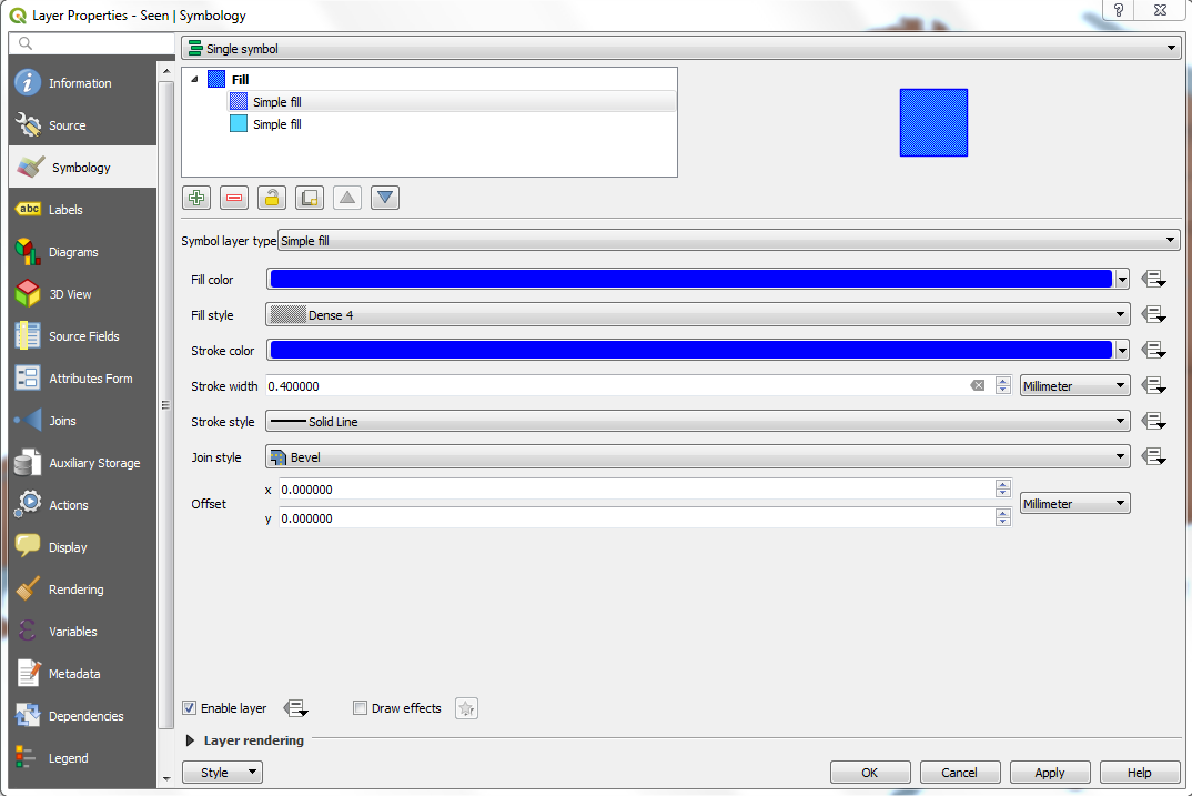 Layer Properties Lakes
