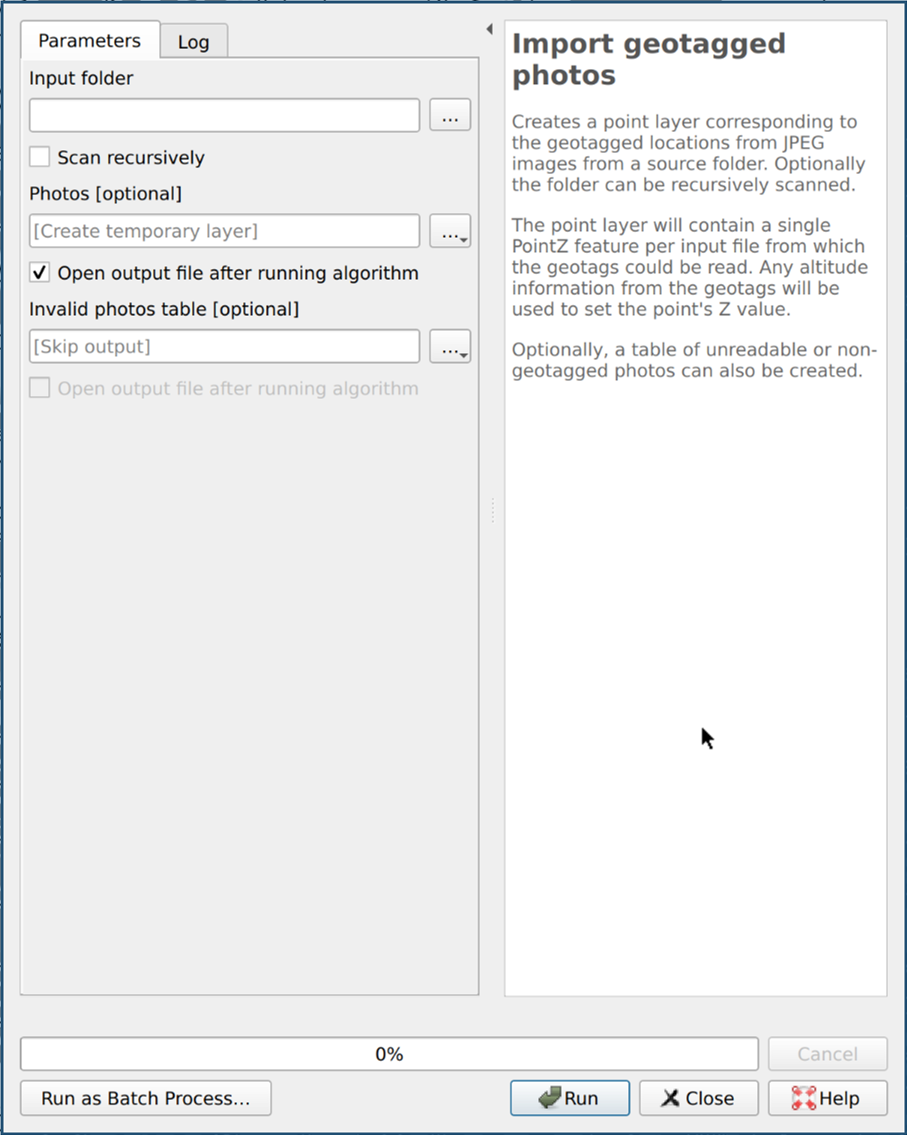 Dialog "Geogetaggte Fotos importieren"