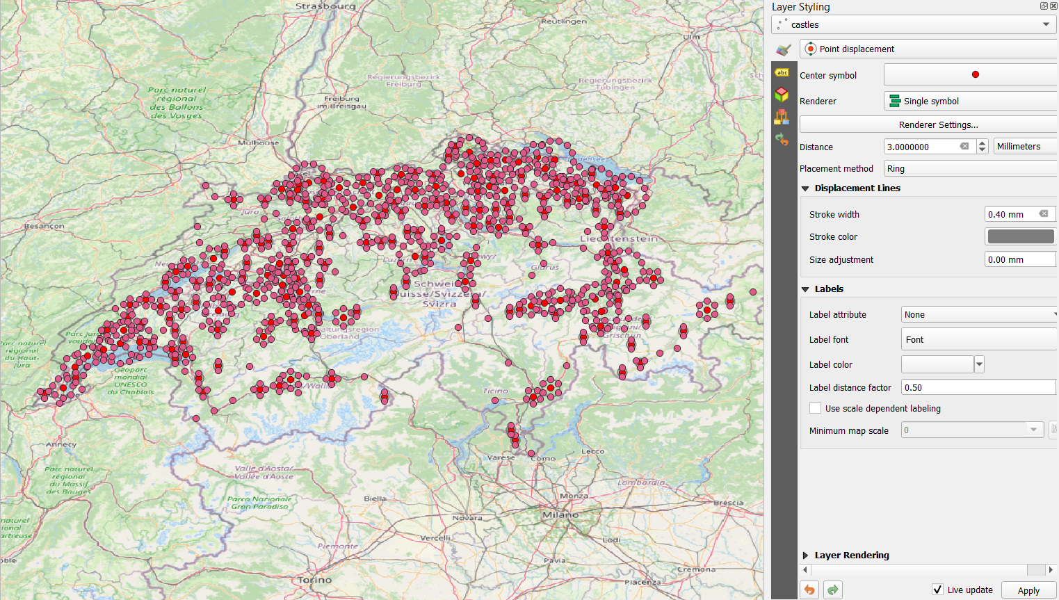 Point displacement technique