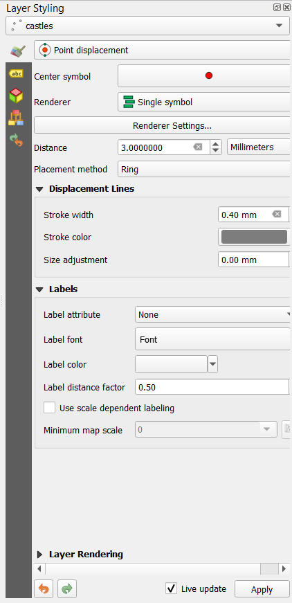 Point displacement options